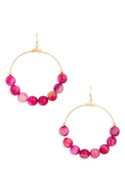 Kenneth Jay Lane Agate Beaded Circle Drop Earrings In Gold