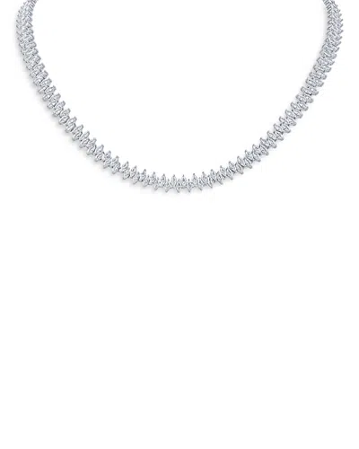 Kenneth Jay Lane Alternating Marquise Cut Cubic Zirconia Tennis Necklace In Rhodium Plated, 16 In Silver