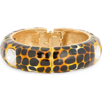 Kenneth Jay Lane Animal Spot Hinged Bangle Bracelet In Gold