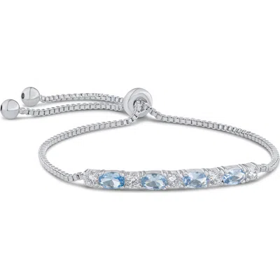 Kenneth Jay Lane Aqua & White Cubic Zirconia Bar Slider Bracelet