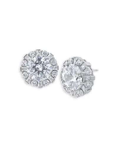 Kenneth Jay Lane Baguette & Round Cubic Zirconia Halo Stud Earrings In Gray