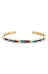 Kenneth Jay Lane Baguette Crystal Cuff Bracelet In Polished Gold Multi