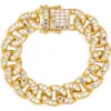 Kenneth Jay Lane Baguette Crystal Curb Chain Bracelet In Gold