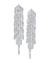 Kenneth Jay Lane Baguette Cubic Zirconia Fringe Statement Earrings In Rhodium Plated In Silver