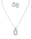 Kenneth Jay Lane Baguette Cubic Zirconia Link Pendant Necklace & Stud Earrings Set In Rhodium Plated In Silver