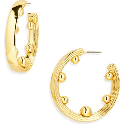 Kenneth Jay Lane Ball Hoop Earrings In Gold