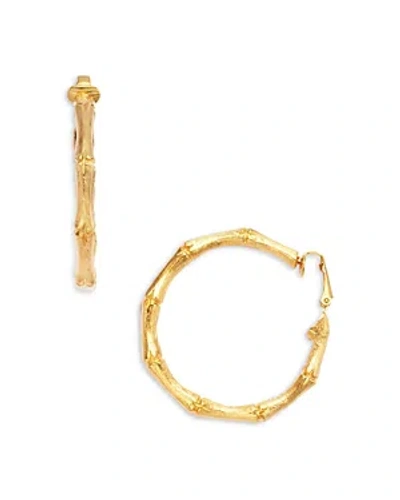 Kenneth Jay Lane Bamboo Hoop Clip On Earrings In Gold