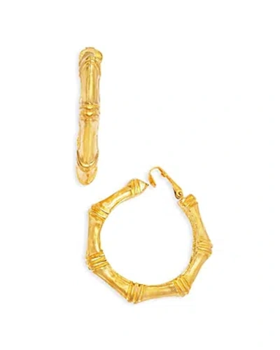 Kenneth Jay Lane Bamboo Hoop Clip On Earrings In Gold