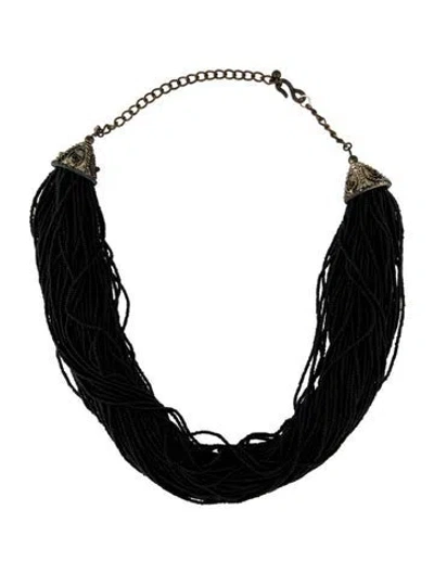 Pre-owned Kenneth Jay Lane Bead Multistrand Necklace, 23.75" In Black