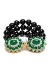 Kenneth Jay Lane Beaded 22kt Gold-plated Bracelet In Black