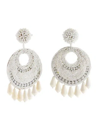 Pre-owned Kenneth Jay Lane Beaded Drop Earrings In White