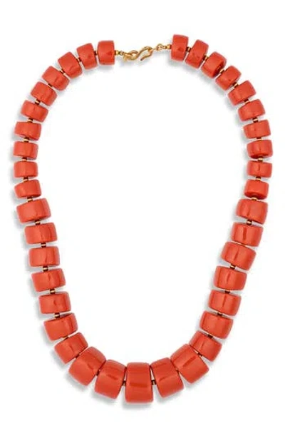 Kenneth Jay Lane Beaded Necklace In Orange