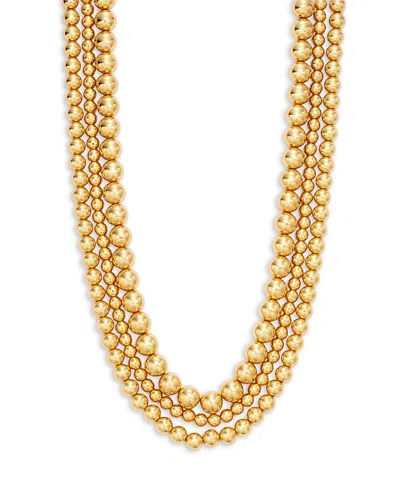 Kenneth Jay Lane Beaded Triple Row Strand Necklace, 17 In Gold