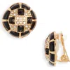 Kenneth Jay Lane Black Button Clip-on Earrings In Black