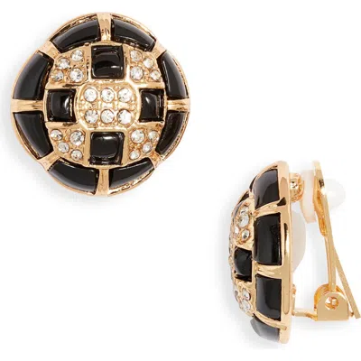 Kenneth Jay Lane Black Button Clip-on Earrings