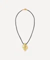 Kenneth Jay Lane Black Cord Seashell Pendant Necklace In Gold
