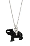 Kenneth Jay Lane Black Elephant Pendant Long Necklace In Polished Silver