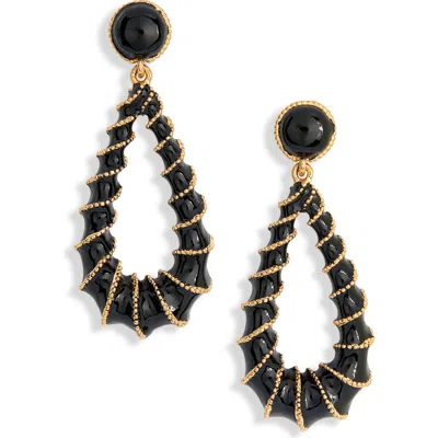 Kenneth Jay Lane Black Enamel Teardrop Earrings