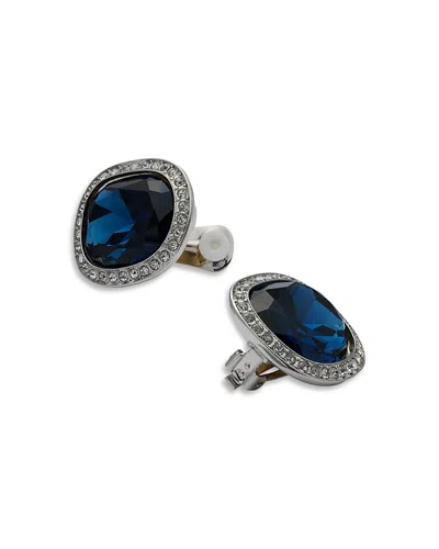 Kenneth Jay Lane Blue Rhinestone Clip On Earrings In Silver/blue