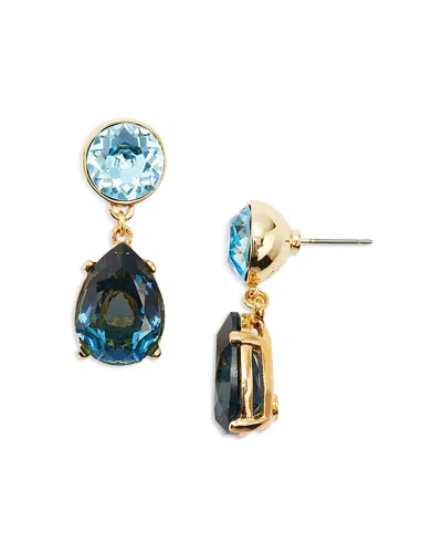 Kenneth Jay Lane Blue Tonal Stone Drop Earrings In Gold Tone In Blue/gold