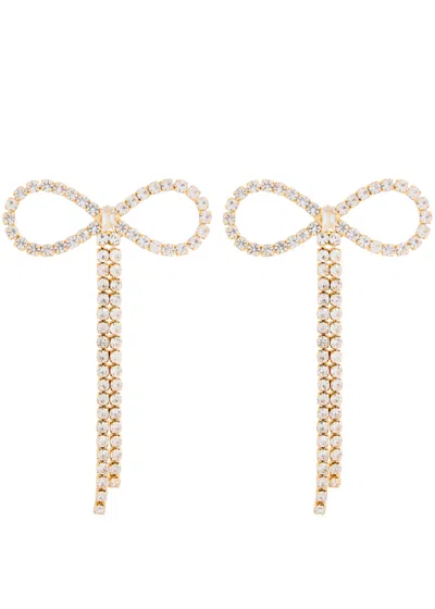 Kenneth Jay Lane Bow Crystal-embellished Drop Earrings In Gold
