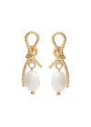 Kenneth Jay Lane Bow Pearl Drop Earrings In Gold