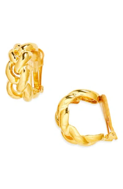 Kenneth Jay Lane Braided Clip-on Hoop Earrings In Gold