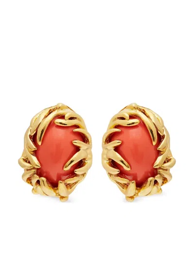 Kenneth Jay Lane Branch & Coral Earrings