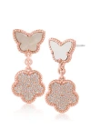 Kenneth Jay Lane Butterfly & Pavé Cubic Zirconia Clover Drop Earrings