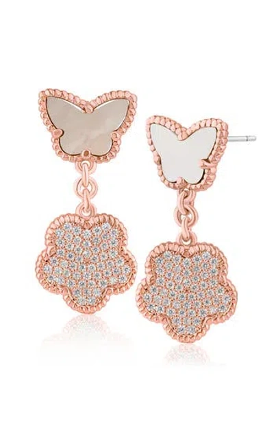 Kenneth Jay Lane Butterfly & Pavé Cubic Zirconia Clover Drop Earrings