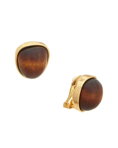 Kenneth Jay Lane Button Earrings In Brown