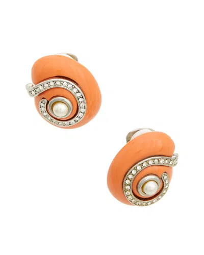 Kenneth Jay Lane Button Earrings In Orange