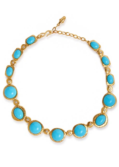 Kenneth Jay Lane Cabochon And Crystal-embellished Necklace In Gold