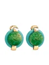 Kenneth Jay Lane Carved-jade Button Earrings In Green