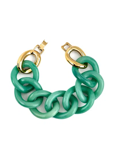 Kenneth Jay Lane 체인 링크 브레이슬릿 In Green