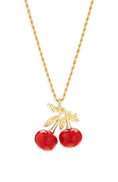 Kenneth Jay Lane Cherry Pendant Necklace In Gold