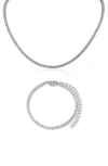 Kenneth Jay Lane Classic Cubic Zirconia Tennis Necklace & Bracelet Set
