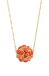 Kenneth Jay Lane Coral Cluster Pendant Necklace In Two Tone Coral