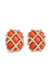 Kenneth Jay Lane Coral Quilted Clip Earrings In Orange