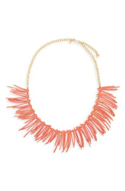 Kenneth Jay Lane Coral Spike Necklace In Gold