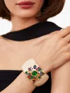 Kenneth Jay Lane Cross-motif Emerald Bracelet In Metallic