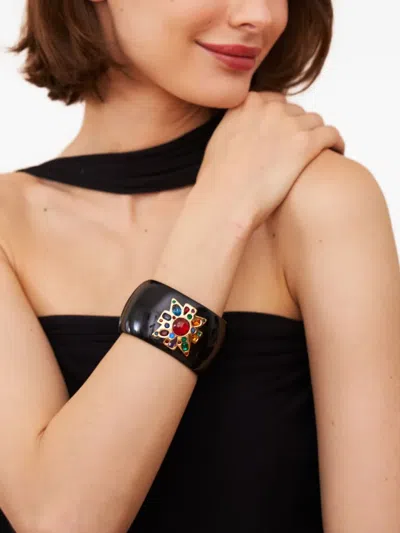 Kenneth Jay Lane Cross-motif Ruby Bracelet In Black