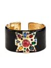 Kenneth Jay Lane Cross-motif Ruby Bracelet In Black