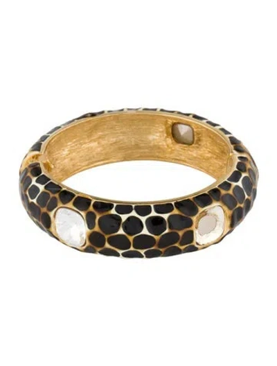 Pre-owned Kenneth Jay Lane Crystal & Enamel Bangle Bracelet, 7"