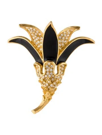Pre-owned Kenneth Jay Lane Crystal & Enamel Brooch In Multi
