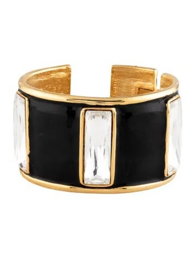 Pre-owned Kenneth Jay Lane Crystal & Enamel Cuff Bracelet, 6" In Multi