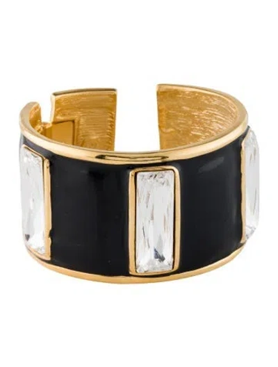 Pre-owned Kenneth Jay Lane Crystal & Enamel Cuff Bracelet, 6.25" In Multi