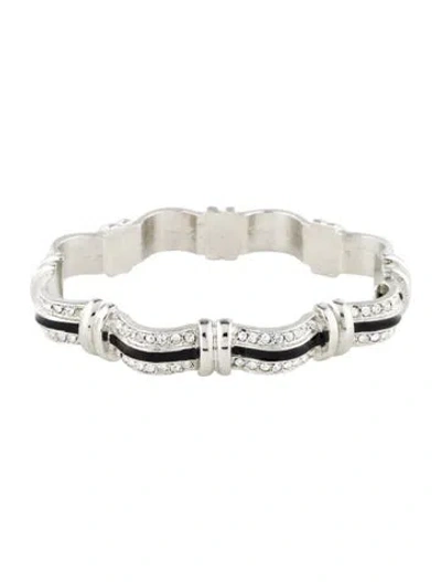 Pre-owned Kenneth Jay Lane Crystal & Enamel Hinged Bracelet, 7" In Multi