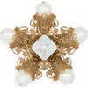 Kenneth Jay Lane Crystal & Faux Pearl Flower Pin In Gold