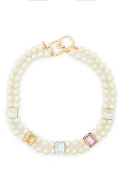 Kenneth Jay Lane Crystal & Faux Pearl Layered Necklace In White